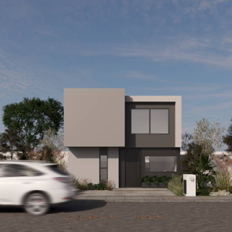 Fachada principal acceso residencial